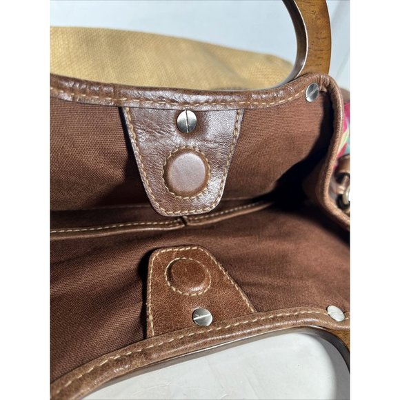 Fossil Fabric and Leather Geometric Floral Print Satchel Shoulder Bag - Picture 5 of 16